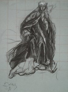 Étude pour la Reine, de La Scène de la Pièce, Hamlet, acte 3, scène 2 - Edwin Austin Abbey