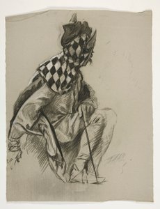 Étude de bouffon (non utilisé), pour la Quête du Saint Graal (une série de quinze peintures pour la bibliothèque publique de Boston, achevée en 1901) - Edwin Austin Abbey