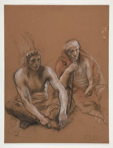Étude de deux Indiens pour - Edwin Austin Abbey