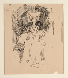 Étude de femme en costume médiéval pour - Edwin Austin Abbey
