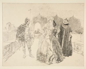 Le Clown et Malvolio, illustration pour Acte I, Scène v, La Nuit des rois - Edwin Austin Abbey