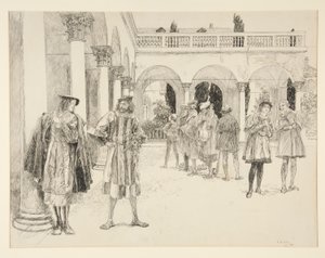 La Cour du Palais, Acte IV, Scène ii, Les Deux Gentilshommes de Vérone - Edwin Austin Abbey