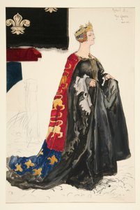 La Reine (en noir), croquis de costume pour Henry Irving - Edwin Austin Abbey