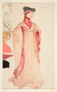 La Reine (en rose), croquis de costume pour Henry Irving