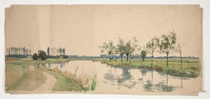 Arbres bordant une rive - Edwin Austin Abbey