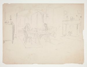 Deux hommes à table dans un intérieur - Edwin Austin Abbey