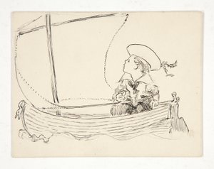 Illustration non identifiée [Garçon dans un petit bateau] - Edwin Austin Abbey