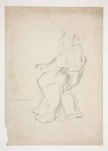 Femme assise sur une chaise (recto); Deux croquis architecturaux non identifiés (verso) - Edwin Austin Abbey