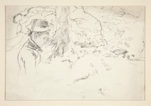 Femme assise dans un jardin - illustration non identifiée - Edwin Austin Abbey