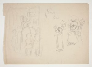 Femme avec enfants et illustration non identifiée - Edwin Austin Abbey