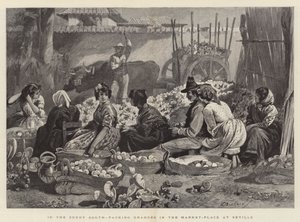Dans le Sud ensoleillé, emballage des oranges sur la place du marché à Séville - Edwin Buckman