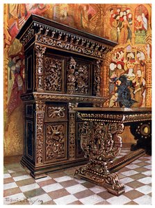 Armoire en chêne sculpté, 1910 - Edwin Foley