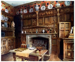 Le bureau lambrissé à Groombridge Place, Kent, 1910 - Edwin Foley
