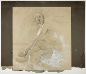 Terpsichore (recto), et Figure féminine dansante (verso), Études murales pour le plafond du salon, Résidence de Collis P. Huntington, maintenant Yale University Art Gallery