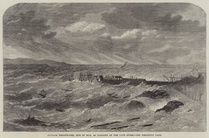 Brise-lames de Douglas, Île de Man, endommagé par la dernière tempête
