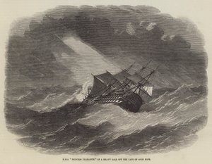 HMS Princess Charlotte dans une forte tempête au large du Cap de Bonne-Espérance - Edwin Weedon