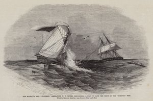 Le Brig Nautilus de Sa Majesté, Commandant W T Rivers, envoyant un bateau pour sauver l