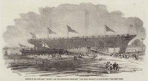 Lancement du canonnière HM Pelter et du navire à vapeur portugais Dom Pedro Secondo, à Northfleet