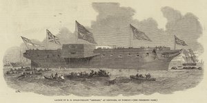 Lancement de la frégate à vapeur HM Leopard, à Deptford, mardi - Edwin Weedon