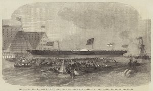 Lancement du nouveau yacht de Sa Majesté, Le Victoria et Albert, au chantier naval royal, Pembroke - Edwin Weedon