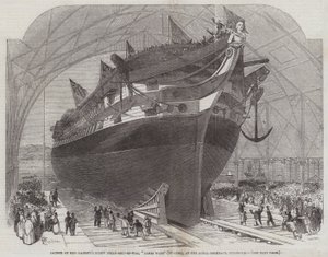Lancement du navire de guerre à vis de Sa Majesté, James Watt (90 canons), au chantier naval royal de Pembroke - Edwin Weedon