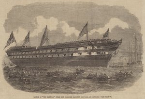 Lancement du navire à vapeur Hannibal depuis le chantier naval de Sa Majesté, à Deptford - Edwin Weedon
