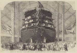 Lancement du Royal Albert, Sa Majesté recevant le vin du maître charpentier - Edwin Weedon