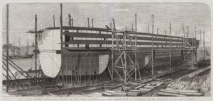 Le grand navire à vapeur Eastern en construction sur les stocks, Millwall, 22 500 tonnes de charge