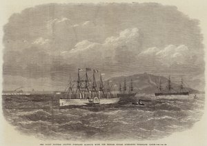 Le Great Eastern quittant le port de Portland avec le câble télégraphique sous-marin indien britannique