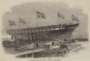 Le lancement de la frégate grecque Amalia, à Northfleet - Edwin Weedon