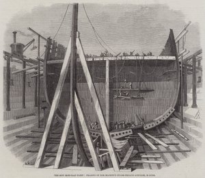 La nouvelle flotte blindée, charpente de la frégate à vapeur de Sa Majesté Achilles, 50 canons - Edwin Weedon