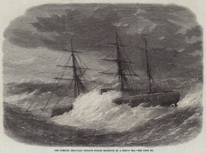 La frégate cuirassée turque Sultan Mahmoud dans une mer agitée - Edwin Weedon