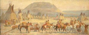 Scène de camp Blackfoot, fin 19e-début 20e siècle - Edwin Willard Deming