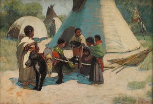 Chien Travois, Camp Blackfoot, fin 19e-début 20e siècle - Edwin Willard Deming