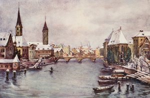 Le Rhin : La rivière à Zurich, hiver