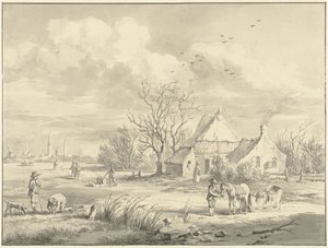 La maison du Poren avec la ville de Groningue au loin - Egbert van Marum