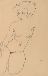 Femme nue agenouillée - Egon Schiele
