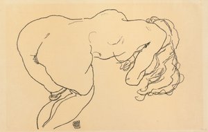 Nu aux longs cheveux, penché en avant, vue de dos, 1918