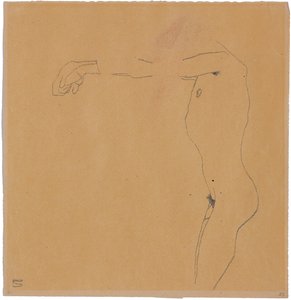 Nu masculin avec bras levés à gauche, 1909 - Egon Schiele