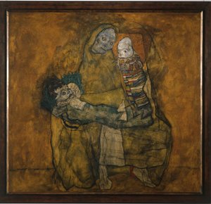 Mère avec deux enfants (peinture sur toile) - Egon Schiele