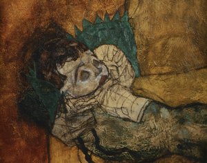 Mutter mit zwei Kindern, Mutter, Mère avec deux enfants ... (peinture sur toile) - Egon Schiele