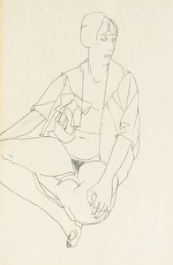 Femme nue assise avec blouse ouverte, 1913 - Egon Schiele