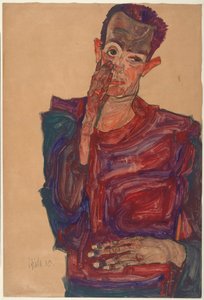 Autoportrait avec la paupière tirée vers le bas, 1910