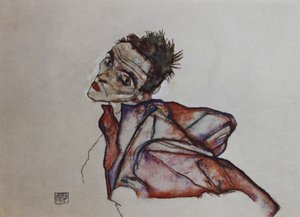 Autoportrait avec les bras tenus en arrière, 1915 - Egon Schiele