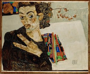 Autoportrait aux doigts écartés - Egon Schiele