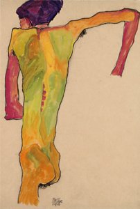 Sich aufstützender Rückenakt - Egon Schiele