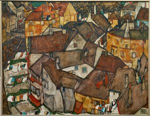 Petite ville - Krumau en Tchécoslovaquie (huile sur toile) - Egon Schiele