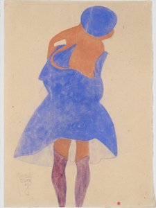 Jeune fille debout, vue de dos - Egon Schiele