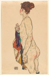 Nu debout avec une robe à motifs, 1917