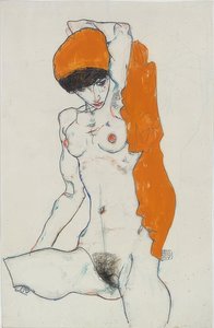 Nu debout avec drap orange. 1914